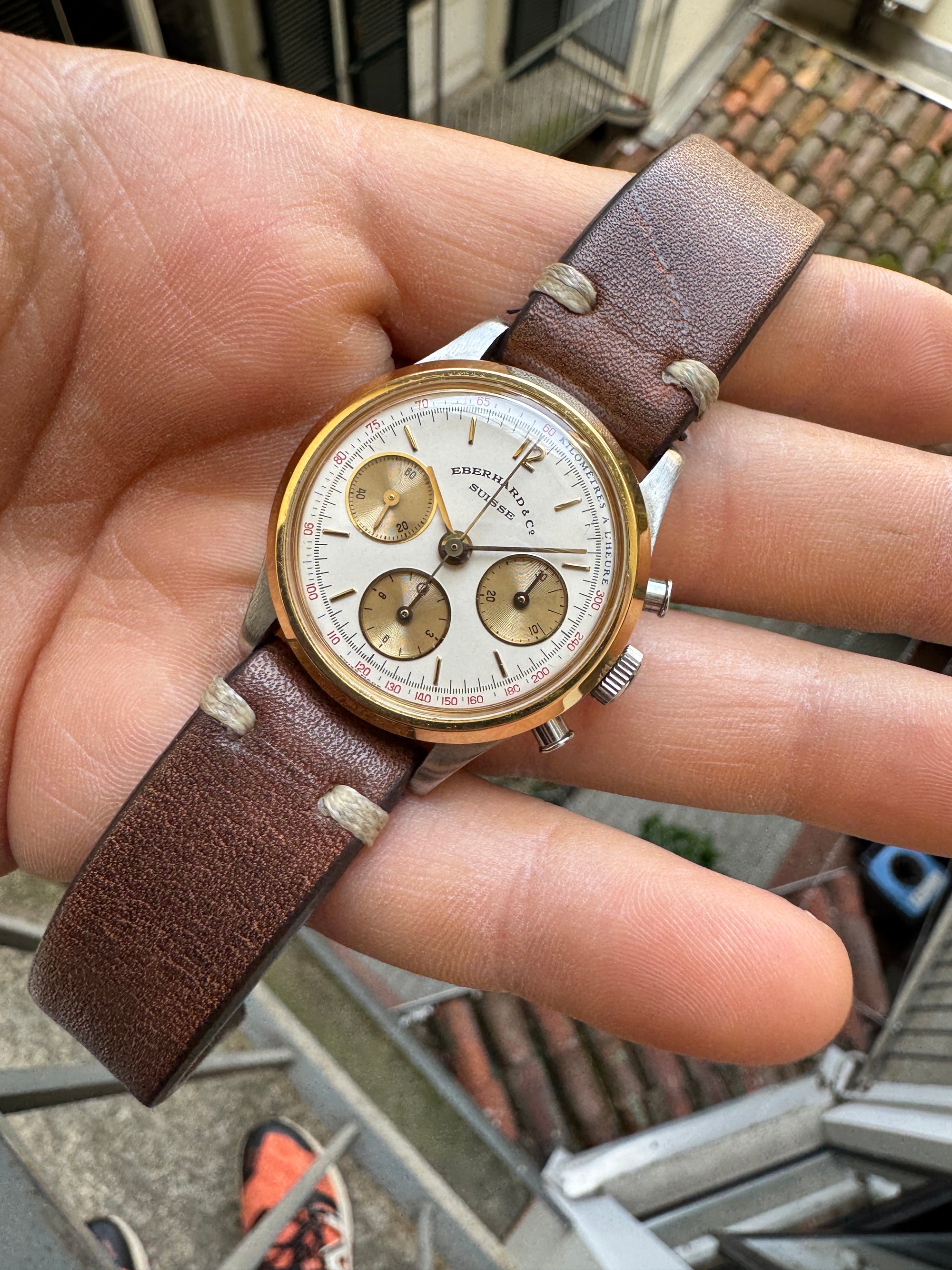 EBERHARD Contograf Calibre Lemania 1873 Manual Swiss Made Acier Gold Case